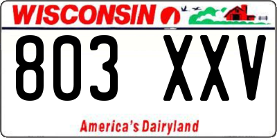 WI license plate 803XXV