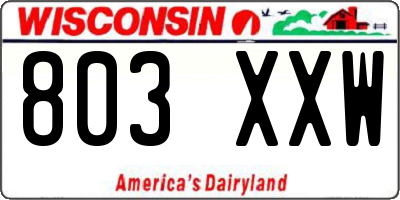 WI license plate 803XXW
