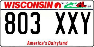 WI license plate 803XXY
