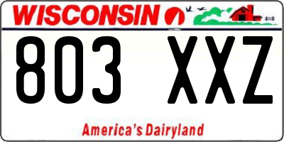 WI license plate 803XXZ