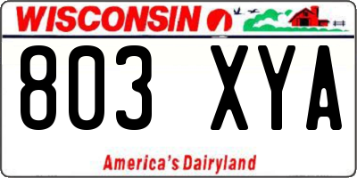 WI license plate 803XYA