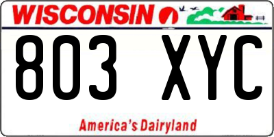 WI license plate 803XYC