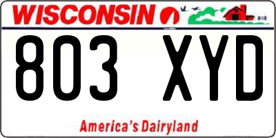 WI license plate 803XYD
