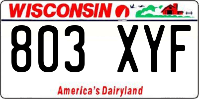 WI license plate 803XYF