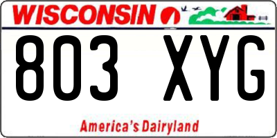 WI license plate 803XYG