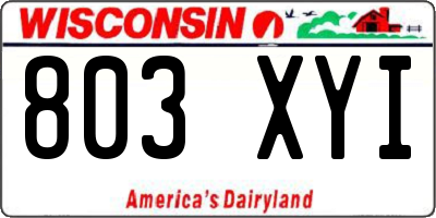 WI license plate 803XYI