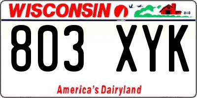 WI license plate 803XYK