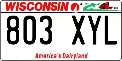 WI license plate 803XYL