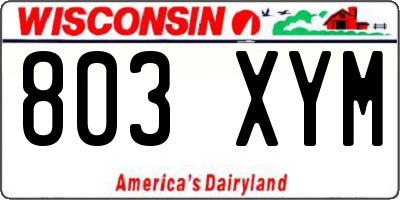WI license plate 803XYM