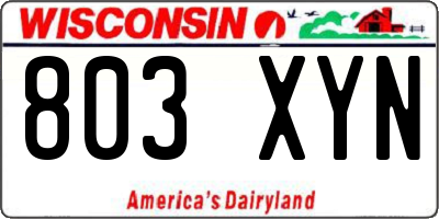 WI license plate 803XYN