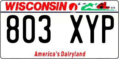 WI license plate 803XYP