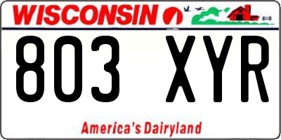 WI license plate 803XYR