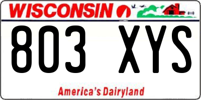 WI license plate 803XYS