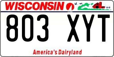 WI license plate 803XYT