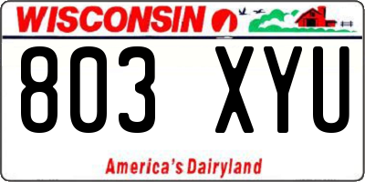 WI license plate 803XYU