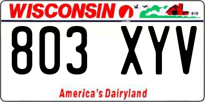 WI license plate 803XYV