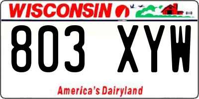 WI license plate 803XYW