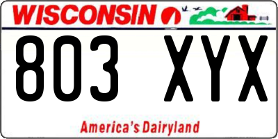 WI license plate 803XYX