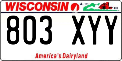 WI license plate 803XYY