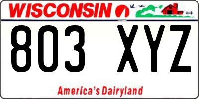 WI license plate 803XYZ