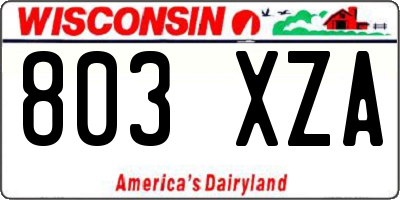WI license plate 803XZA