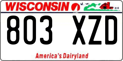 WI license plate 803XZD