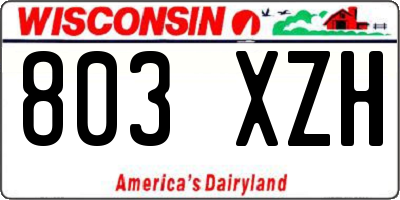 WI license plate 803XZH