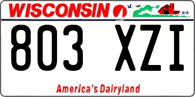 WI license plate 803XZI