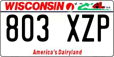 WI license plate 803XZP