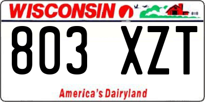 WI license plate 803XZT