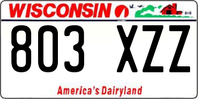 WI license plate 803XZZ