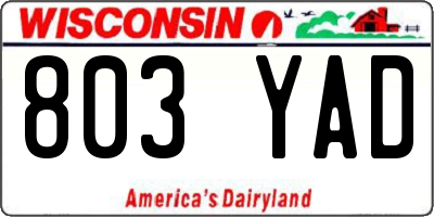 WI license plate 803YAD