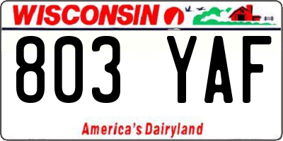 WI license plate 803YAF