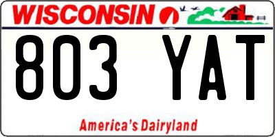 WI license plate 803YAT