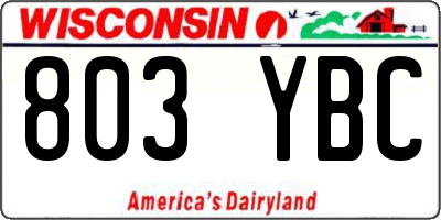 WI license plate 803YBC