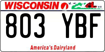 WI license plate 803YBF