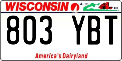 WI license plate 803YBT