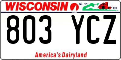 WI license plate 803YCZ