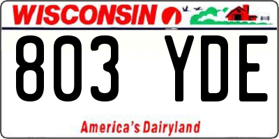 WI license plate 803YDE