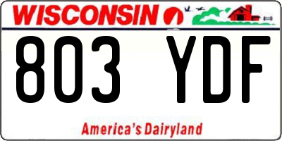 WI license plate 803YDF