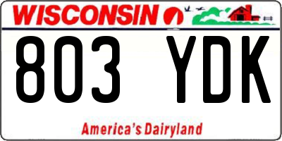 WI license plate 803YDK