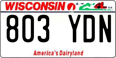 WI license plate 803YDN