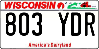 WI license plate 803YDR