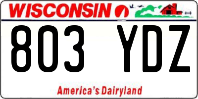 WI license plate 803YDZ