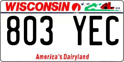 WI license plate 803YEC