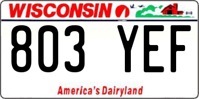 WI license plate 803YEF