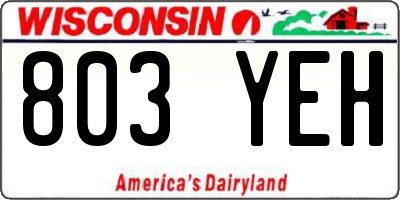 WI license plate 803YEH