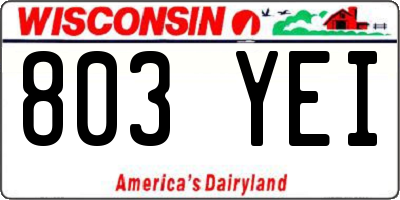 WI license plate 803YEI