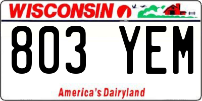 WI license plate 803YEM