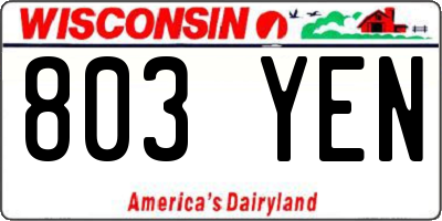 WI license plate 803YEN